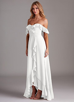 Azazie Lyra Bridesmaid Dresses White A-Line Chiffon Convertible Dress image5