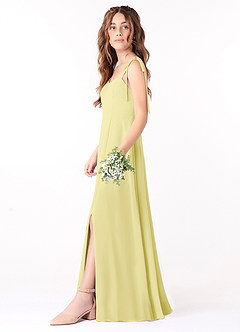 Azazie Rosey Junior Vestido de Sorbete De Limón de Gasa de Corte En A con Escote de Corazón image3