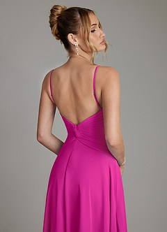 Azazie Elita Bridesmaid Dresses Fuchsia A-Line Pleated Chiffon Dress image2