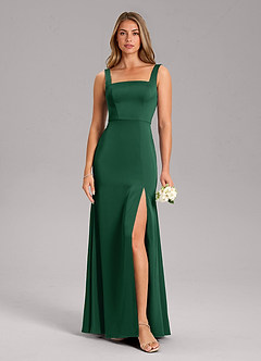 Azazie Frostine Brautjungfernkleider A-Linie Schleifen Stretch-Satin Kleid Dunkelgrün image3