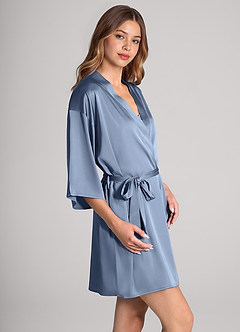 front Matching Color Classic Satin Robe