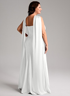 Azazie Kinsley Vestidos de madrinha de casamento Vestido Branco de Cetim elástico de sereia com Racha Lateral image8