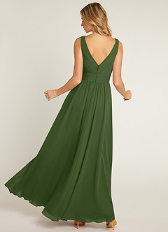 Azazie Pierrette Bridesmaid Dresses Olive A-Line Pleated Chiffon Dress image2