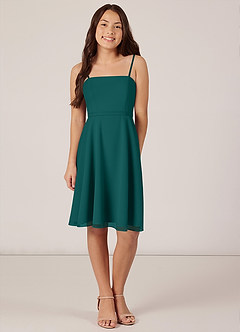 Azazie Kalie Junior Peacock A-Line with Belt Chiffon Dress image1