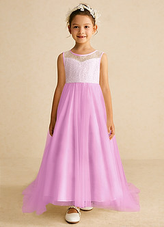 Azazie Tay Flower Girl Dresses Candy Pink A-Line Sequins Tulle Dress image1
