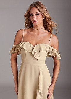 Azazie Lyra Bridesmaid Dresses Champagne A-Line Chiffon Convertible Dress image2