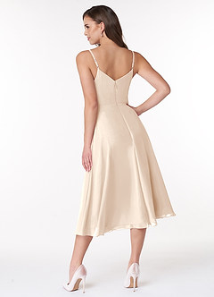 Azazie Clarissa Bridesmaid Dresses White Alabaster A-Line V-Neck Chiffon Dress image2