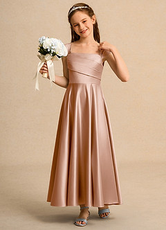 Azazie Bundle Junior Formal Flower Girl Klänningar Klä A-Line i Matt satäng Plisserad image4