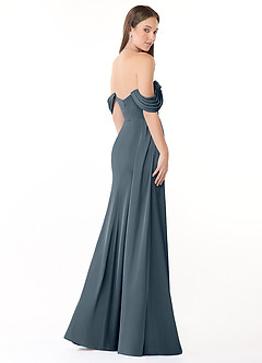 Azazie Amyra Bridesmaid Dresses Twilight Sheath Off the Shoulder Stretch Satin Convertible Dress image6
