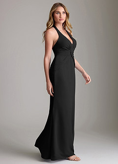 Azazie Valerie Bridesmaid Dresses Black Mermaid Pleated Chiffon Dress image4