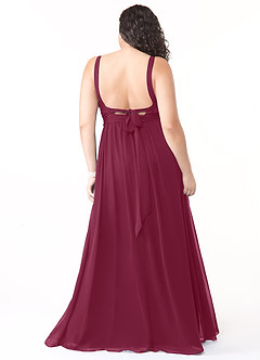 Azazie Aziza Bridesmaid Dresses Mulberry A-Line V-Neck Pleated Chiffon Dress image8