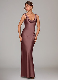 Azazie Rylina Bridesmaid Dresses Vintage Mauve Mermaid Stretch Satin Dress image3