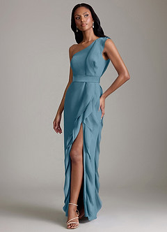 Azazie Venita Suknie dla druhen Osłona Marszczony Szyfon Do ziemi Sukienka image6