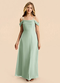 Azazie Lilly Junior Agave A-Line Pleated Chiffon Dress image1