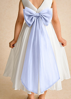 Azazie Margot Flower Girl Dresses Ivory Ice A-Line Pleated Chiffon Dress image8