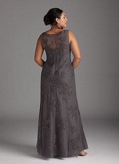Azazie Whilhelmina Mother of the Bride Dresses Steel Grey Mermaid Lace Chiffon Dress image14