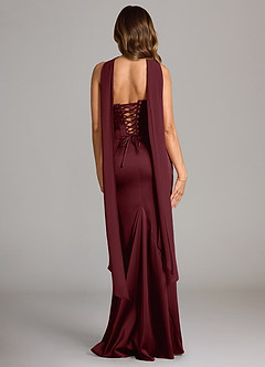 Azazie Sorrel Bridesmaid Dresses Cabernet Mermaid Strapless Stretch Satin Convertible Dress image2