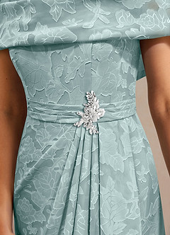 Azazie Branford Kleider für die Brautmutter A-Linie Plissee Blumen-Burnout Kleid Nebel image6