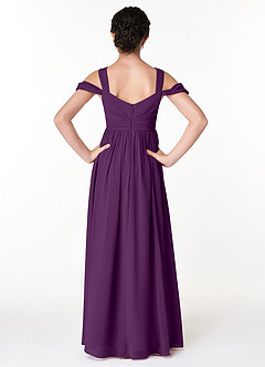 Azazie Lianne Junior Jurk van Chiffon met A-Lijn Off the Shoulder Druif image2