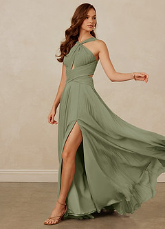 Christian Siriano Bridal for Azazie 1009 Bridesmaid Dresses Pistachio A-Line Pleated Chiffon Dress image7