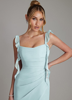 Azazie Jessamine 신부 들러리 드레스 인어 코르셋 쉬폰 바닥 길이 드레스 image3