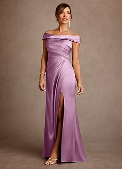 Azazie Bedford Kleider für die Brautmutter Etui Plissee Stretch-Satin Kleid Blauregen image2