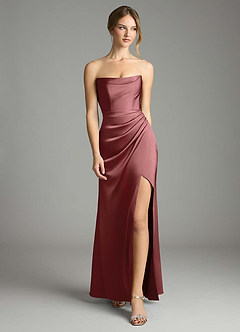 Azazie Leonis Bridesmaid Dresses Amethyst Mermaid Pleated Stretch Satin Convertible Dress image5