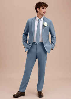 front Ethan Dusty Blue Refined Weave Performance Suit Jacket