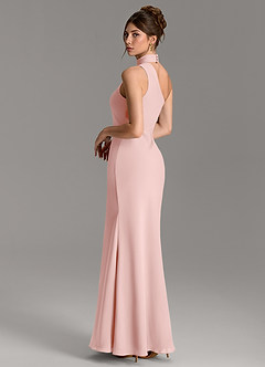 Azazie Seona Robes de demoiselle d'honneur Robe Sirène en Mousseline de soie Asymétrique Rose Poudré image5