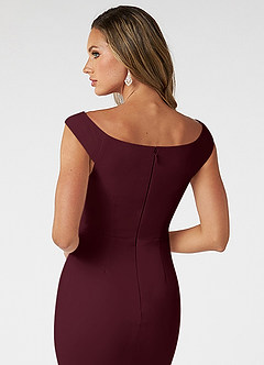 Azazie Nicolina Probar vestidos en casa Vestido de Cabernet de Crepé elástico de Corte Sirena con Escote Cuadrado image4