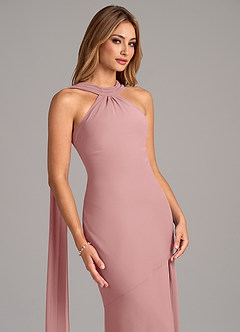 Azazie Kinsley Robes de demoiselle d'honneur Robe Sirène en Mousseline de soie Plissée Rose Poussiéreuse image7