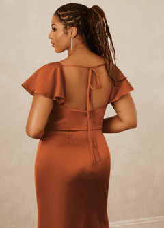 Christian Siriano Bridal for Azazie 1005 Bridesmaid Dresses Cinnamon Sheath Sweetheart Neckline Stretch Satin Dress image16