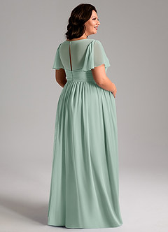 Azazie Verna Maternity Bridesmaid Dresses A-Line V-Neck Ruched Chiffon Floor-Length Dress image8