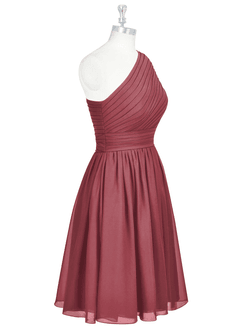 Azazie Katrina Bridesmaid Dresses Merlot A-Line One Shoulder Chiffon Dress image8