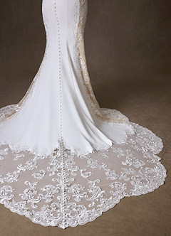 Azazie Estephanie Wedding Dresses Diamond White Champagne Mermaid Sequins Stretch Crepe Dress image5
