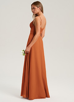 Azazie Terese Bridesmaid Dresses Cinnamon A-Line Pleated Chiffon Dress image5