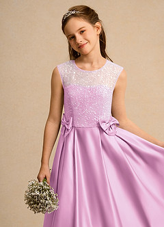 Azazie Candy Girl Flower Girl Dresses Candy Pink Ball-Gown Bow Matte Satin Dress image8