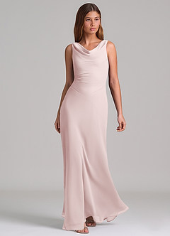 Azazie Nerine Brudtärnklänningar Klä av A-Linje i Chiffong Plisserad Rodnande Rosa image1