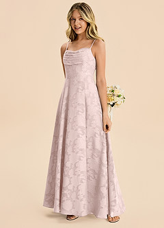 Azazie Bear Junior Robe Trapèze en Blumen-Burnout Plissée Rose Pâle image3