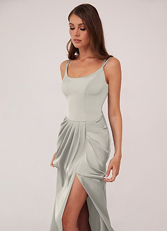 Barbie ♥ Azazie Final Sale Pebble Mermaid Pleated Stretch Satin Dress image5