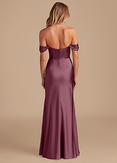 Azazie Saige Bridesmaid Dresses Cabernet A-Line Off the Shoulder Metallic Satin Convertible Dress image4