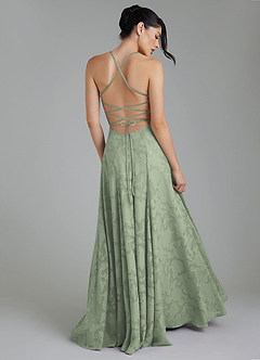 Azazie Tatum Bridesmaid Dresses Agave A-Line Corset Floral Burnout Dress image9