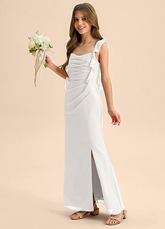 Azazie Jessamine Junior White Mermaid Sweetheart Neckline Chiffon Dress image6