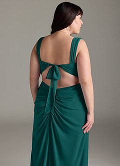 Azazie Jesaphine Bridesmaid Dresses Peacock Sheath Bow Chiffon Dress image14