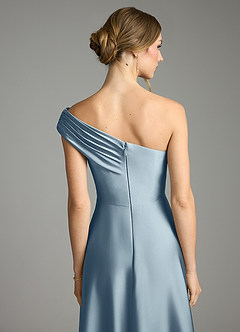 Azazie Melanie Suknie dla druhen Linia A Zza ramienia Satyna elastyczna Do ziemi Sukienka image2