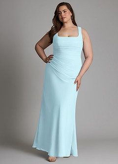 Azazie Agustina Bridesmaid Dresses Cloud Blue Mermaid Corset Chiffon Dress image10
