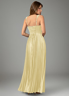 Azazie Avenelle Bridesmaid Dresses Lemon Sorbet A-Line Corset Stretch Satin Dress image2