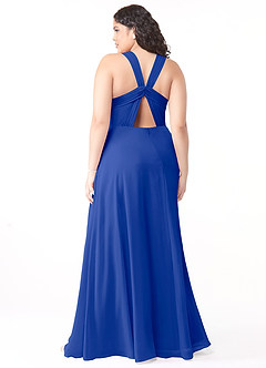 Azazie Jane Brautjungfernkleider A-Linie V-Hals Gefaltet Chiffon Kleid Königsblau image7