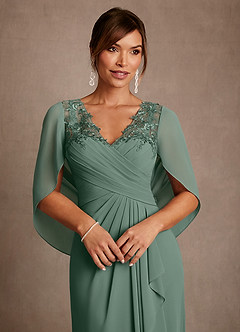 Azazie Santa Clara Mother of the Bride Dresses Eucalyptus A-Line Lace Dress image5