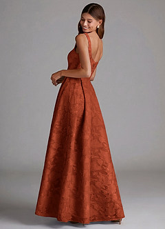 Azazie Amalie 신부 들러리 드레스 A라인 주름진 플로럴 번아웃 바닥 길이 드레스 image2